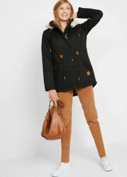 Parka acolchada con ribete de pelo sintético