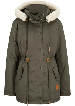 Parka acolchada con ribete de pelo sintético