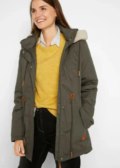 Parka acolchada con ribete de pelo sintético
