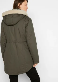 Parka acolchada con ribete de pelo sintético