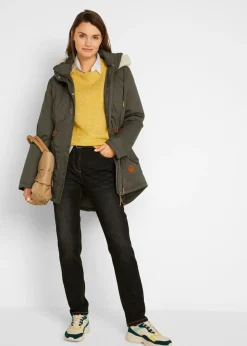Parka acolchada con ribete de pelo sintético