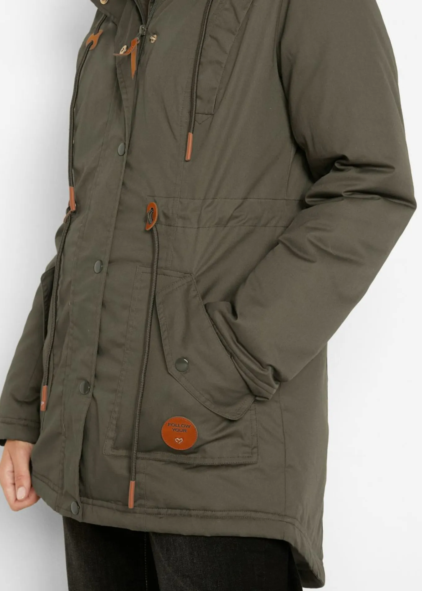 Parka acolchada con ribete de pelo sintético
