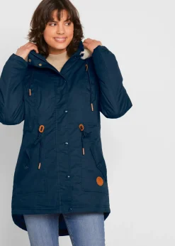Parka acolchada con ribete de pelo sintético
