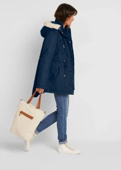 Parka acolchada con ribete de pelo sintético