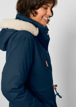 Parka acolchada con ribete de pelo sintético