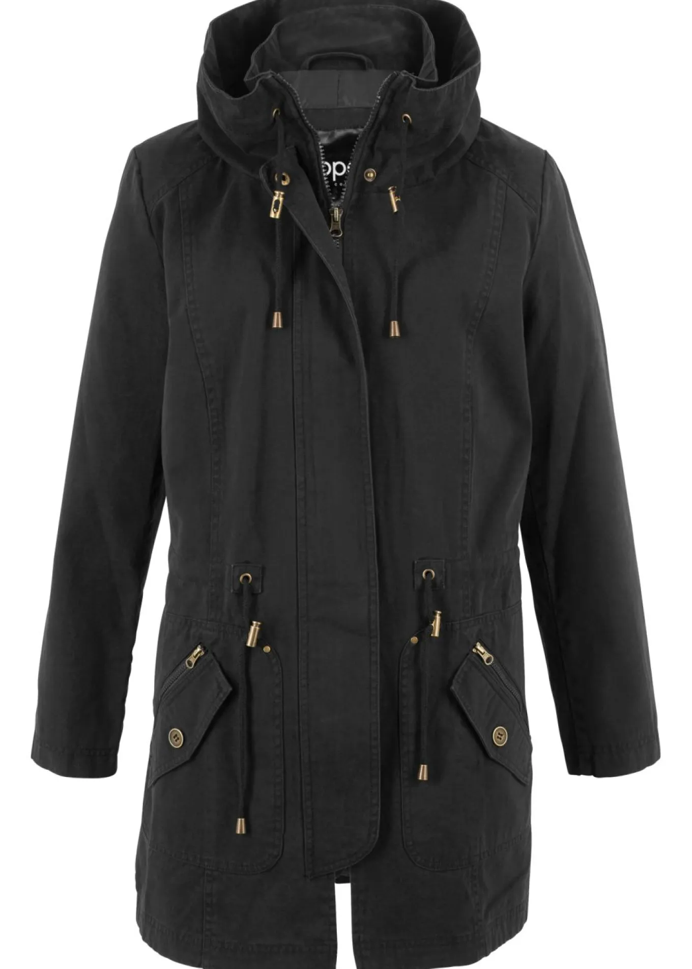 Parka corta de algodón con cuello alto, entallada