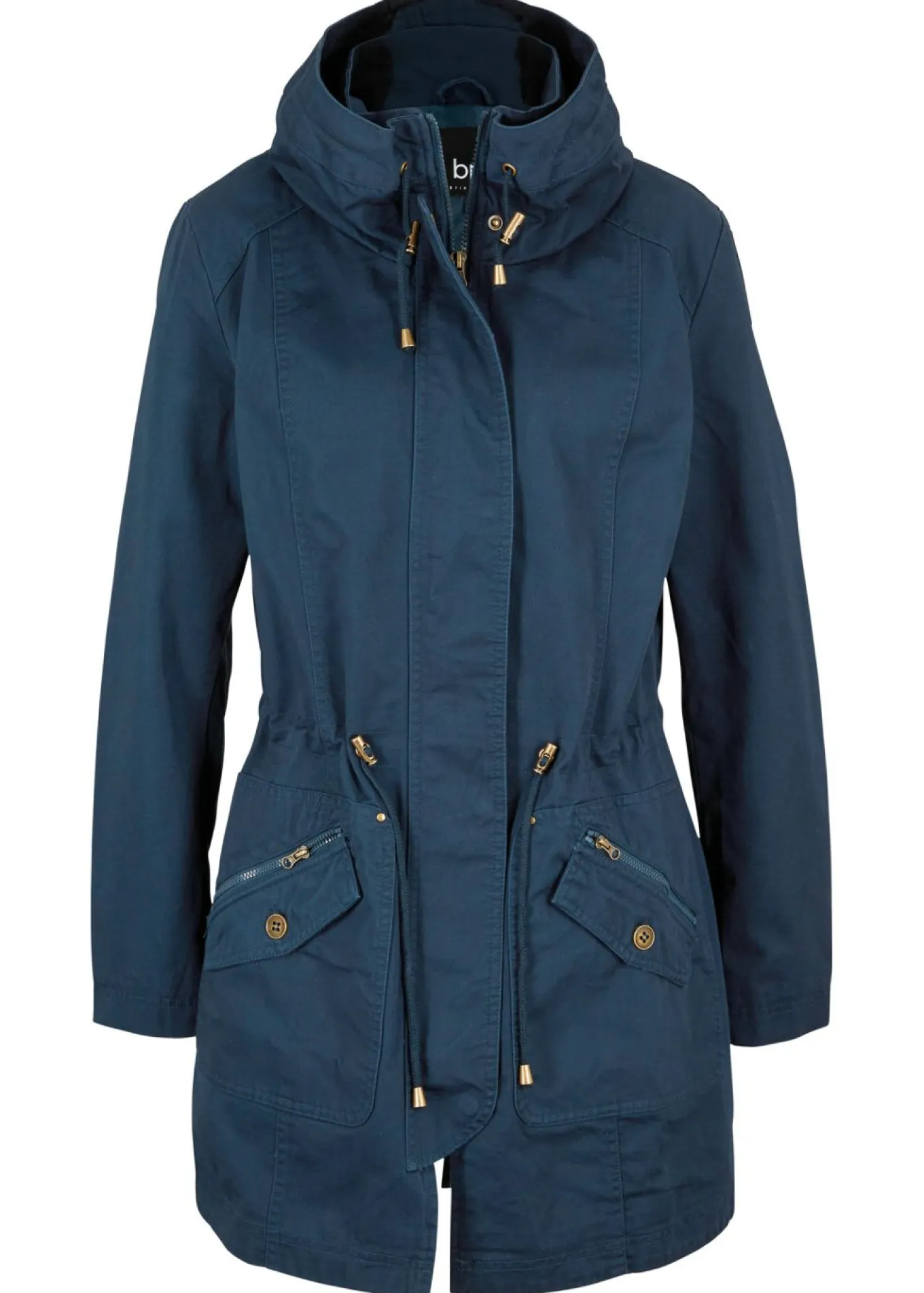Parka corta de algodón con cuello alto, entallada