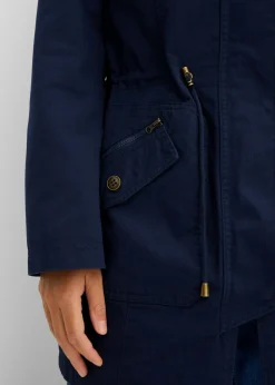 Parka corta de algodón con cuello alto, entallada