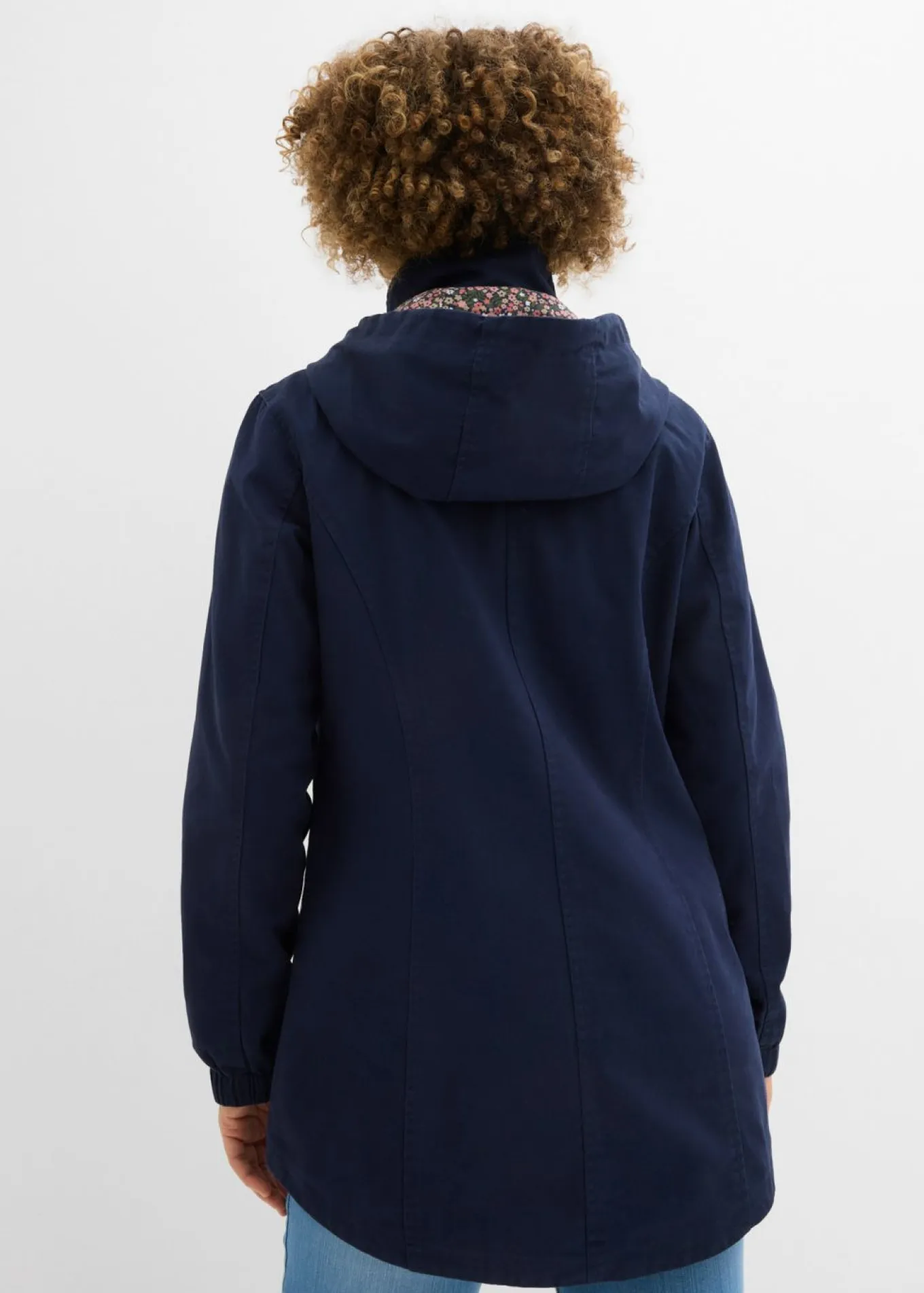 Parka de entretiempo de algodón con capucha estampada