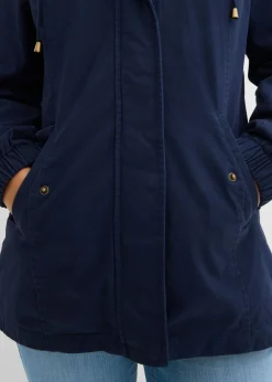 Parka de entretiempo de algodón con capucha estampada