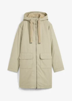 Parka de invierno ancha, con capucha y forro polar