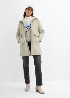 Parka de invierno ancha, con capucha y forro polar