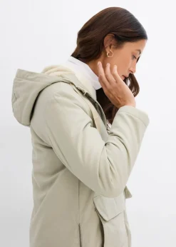 Parka de invierno ancha, con capucha y forro polar