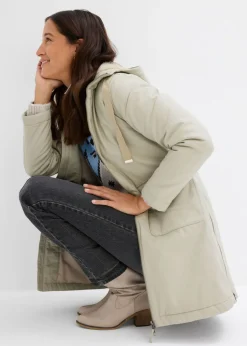 Parka de invierno ancha, con capucha y forro polar