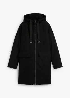 Parka de invierno ancha, con capucha y forro polar