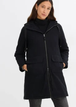Parka de invierno ancha, con capucha y forro polar