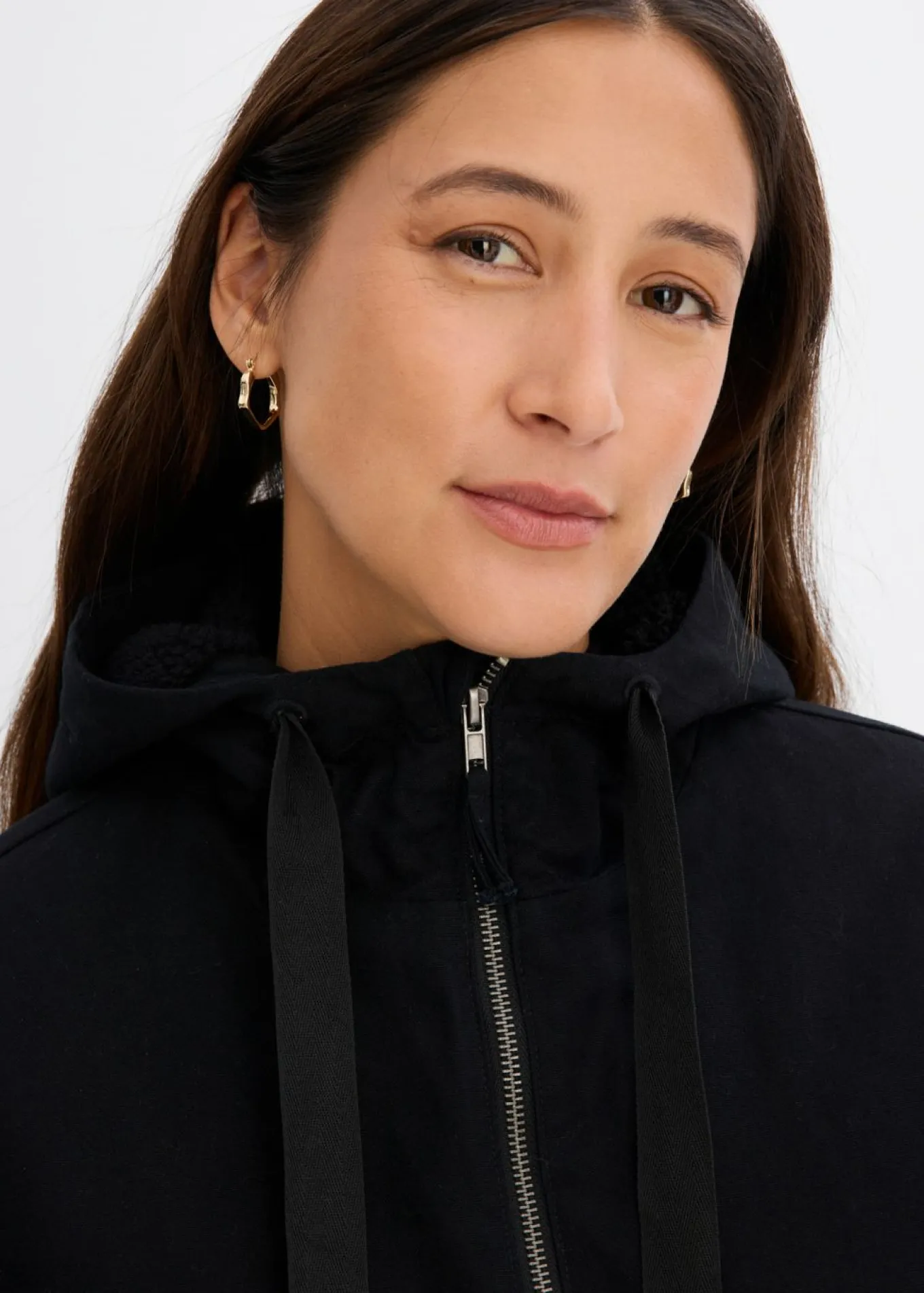 Parka de invierno ancha, con capucha y forro polar