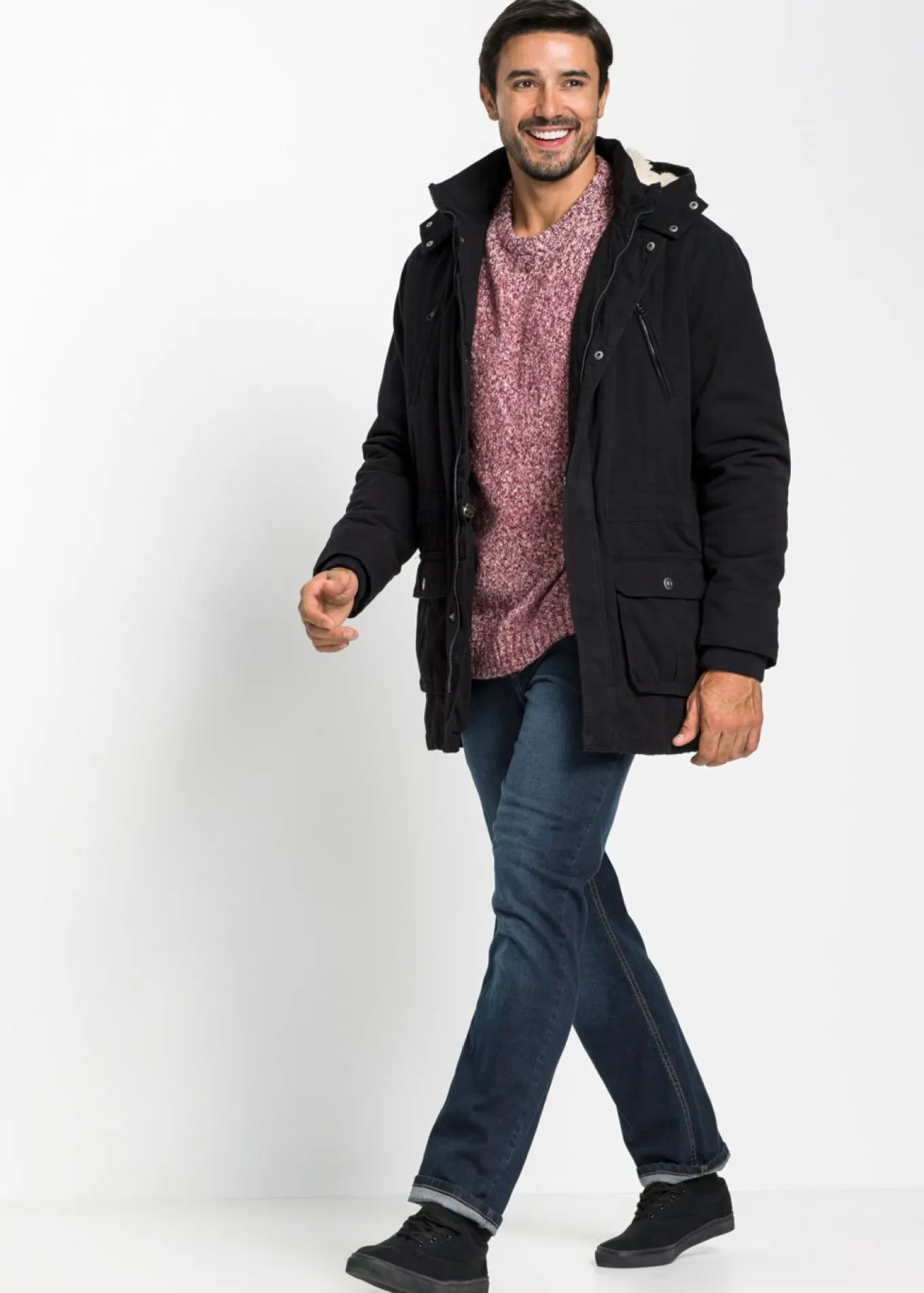 Parka de invierno con capucha de pelo