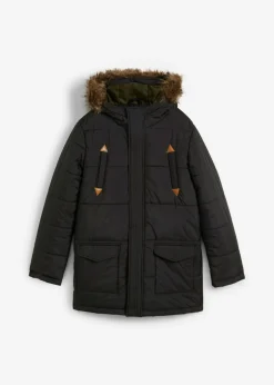 Parka de invierno con detalles de piel sintética y capucha de pelo