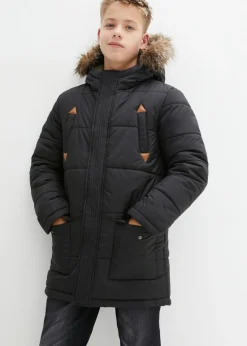 Parka de invierno con detalles de piel sintética y capucha de pelo