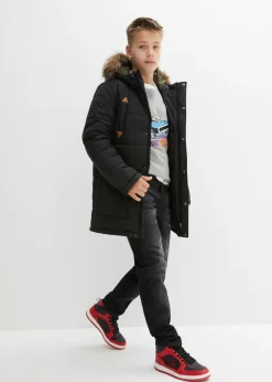 Parka de invierno con detalles de piel sintética y capucha de pelo