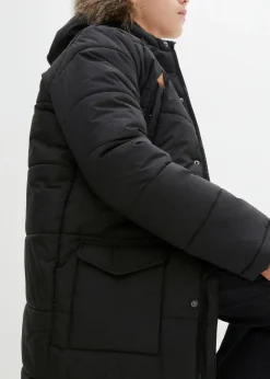 Parka de invierno con detalles de piel sintética y capucha de pelo
