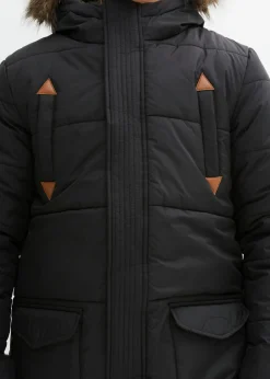 Parka de invierno con detalles de piel sintética y capucha de pelo