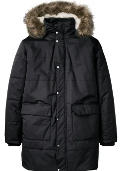 Parka de invierno con forro de peluche y capucha desmontable