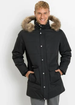 Parka de invierno con forro de peluche y capucha desmontable