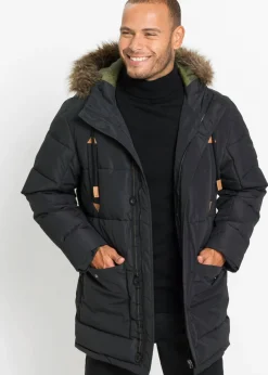 Parka funcional de invierno con capucha de pelo y detalles de piel sintética