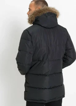 Parka funcional de invierno con capucha de pelo y detalles de piel sintética
