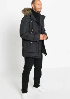 Parka funcional de invierno con capucha de pelo y detalles de piel sintética