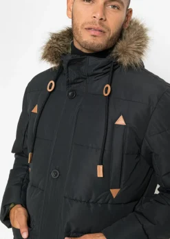 Parka funcional de invierno con capucha de pelo y detalles de piel sintética