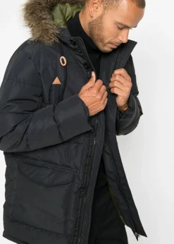 Parka funcional de invierno con capucha de pelo y detalles de piel sintética