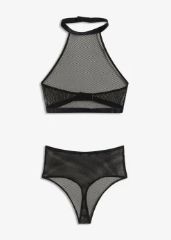 Picardías anudado al cuello + tanga de talle alto (2 piezas)