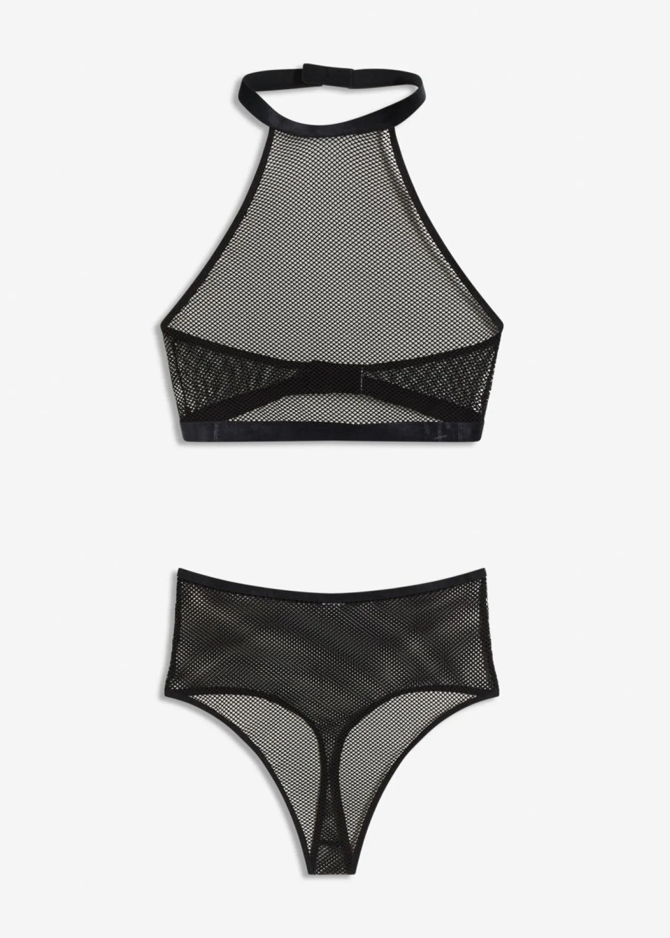 Picardías anudado al cuello + tanga de talle alto (2 piezas)