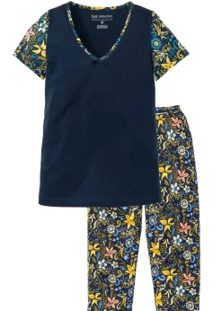 Pijama capri con mangas cortas, de algodón puro