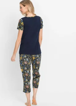 Pijama capri con mangas cortas, de algodón puro