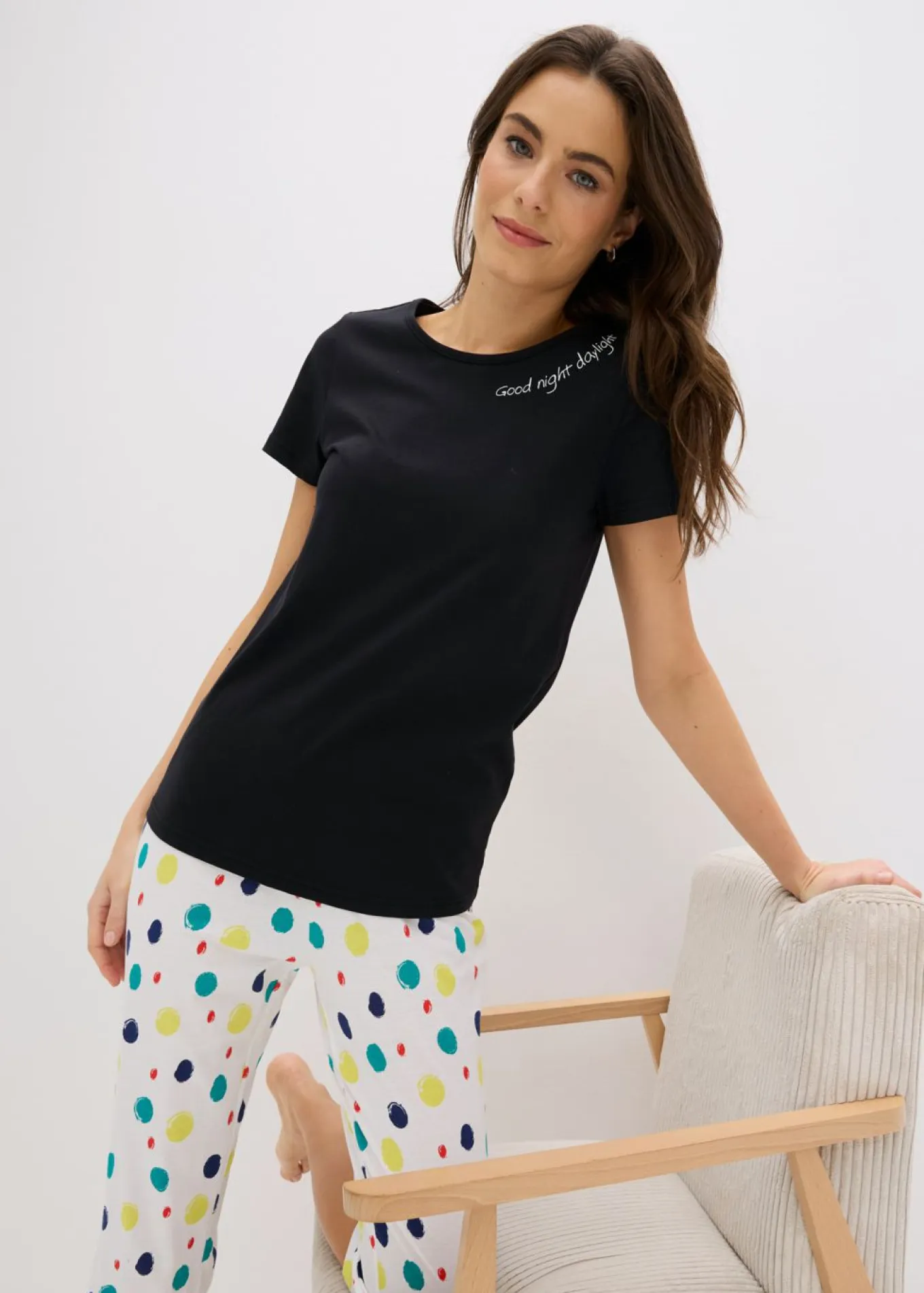 Pijama capri de algodón puro