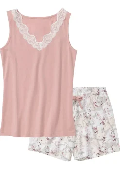 Pijama corto con encaje fino