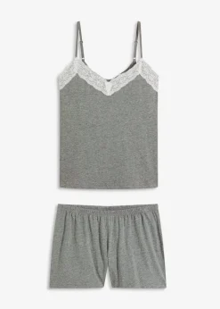 Pijama corto con encaje fino