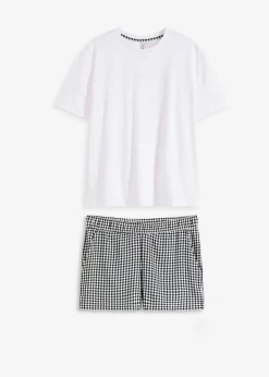 Pijama corto con pantalón tejido