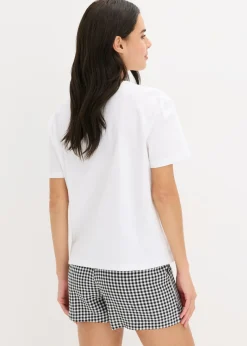 Pijama corto con pantalón tejido