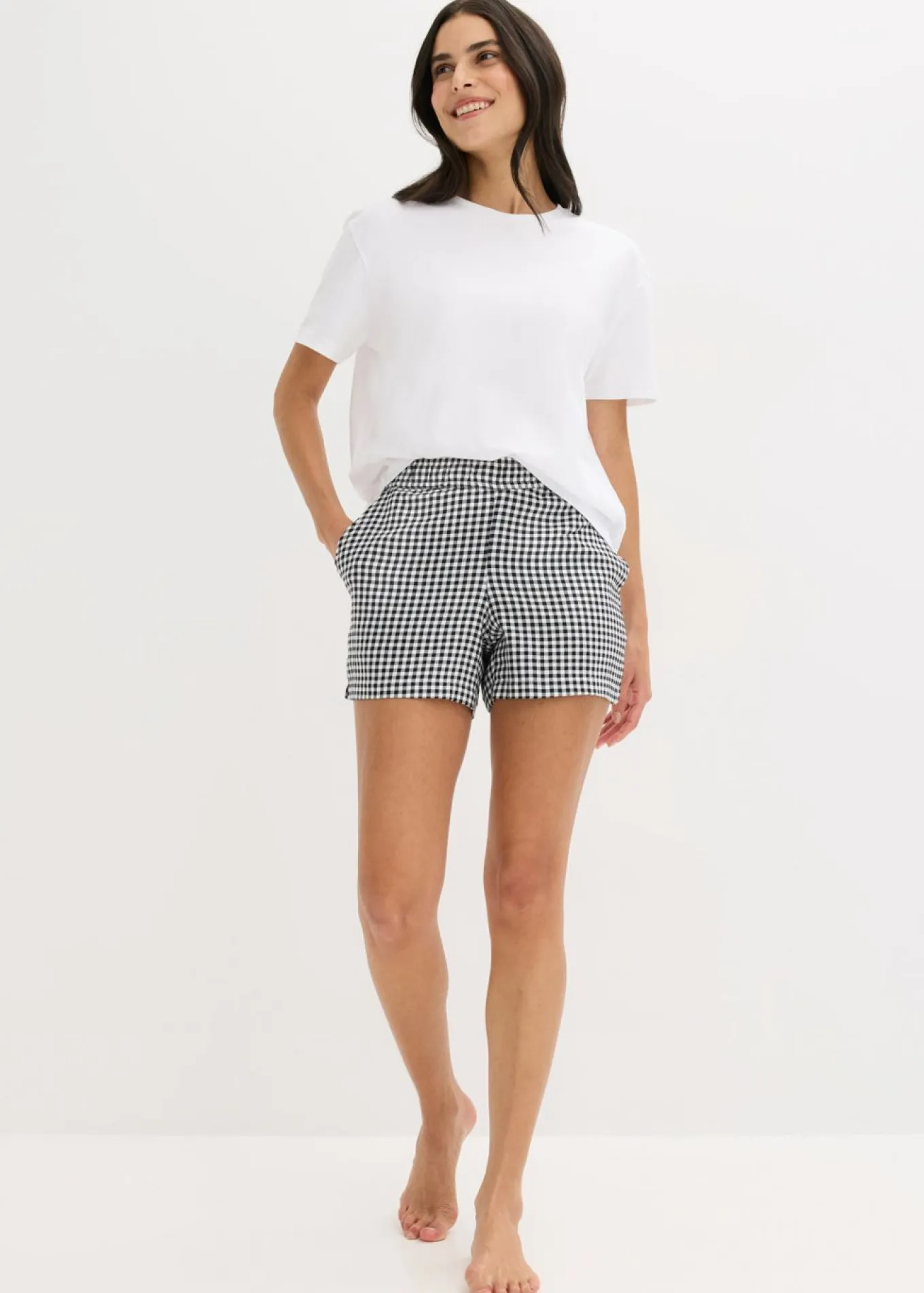 Pijama corto con pantalón tejido