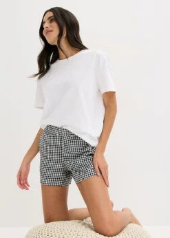 Pijama corto con pantalón tejido