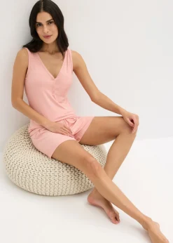 Pijama corto de canalé suave
