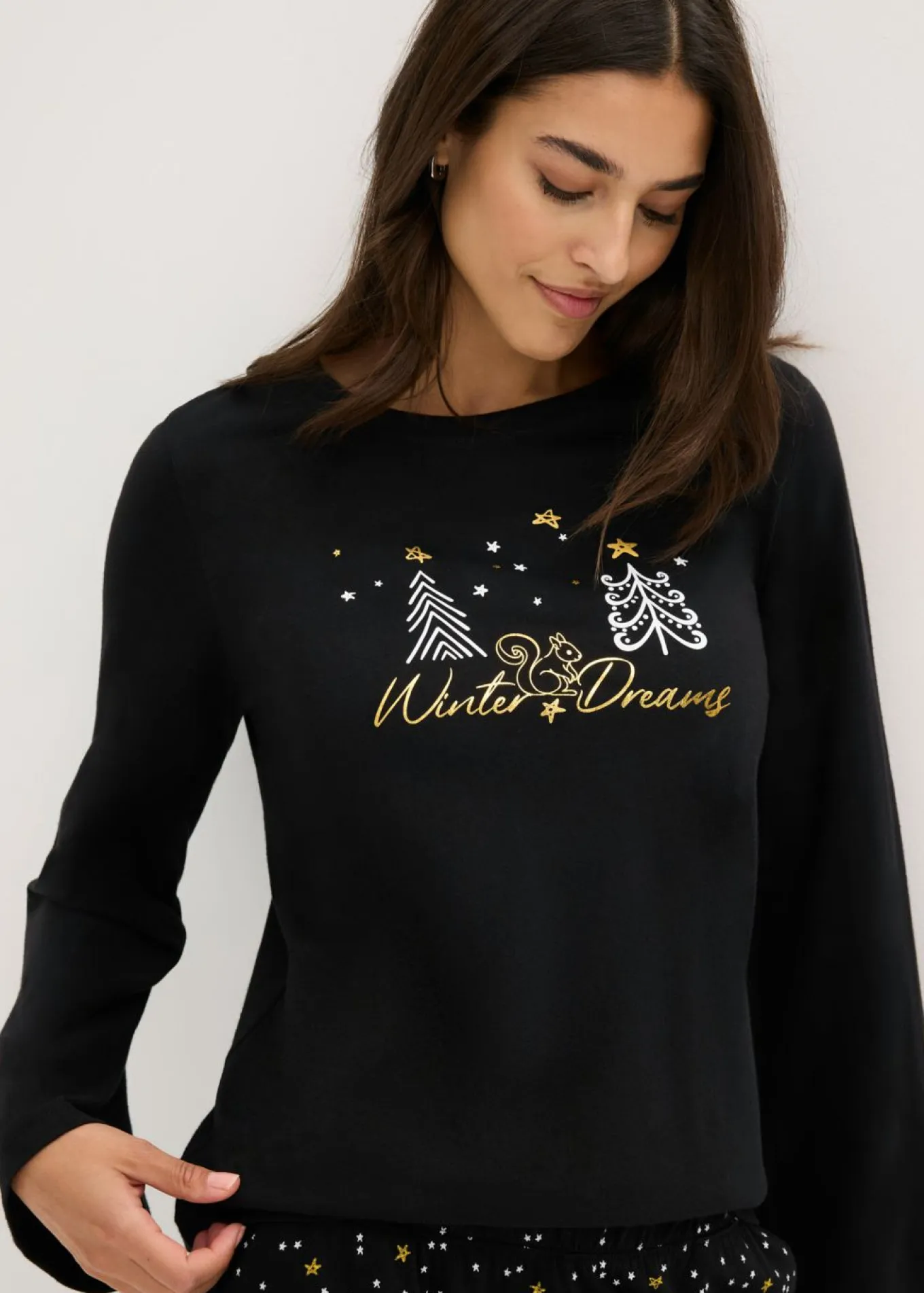 Pijama de algodón puro con estampado brillante
