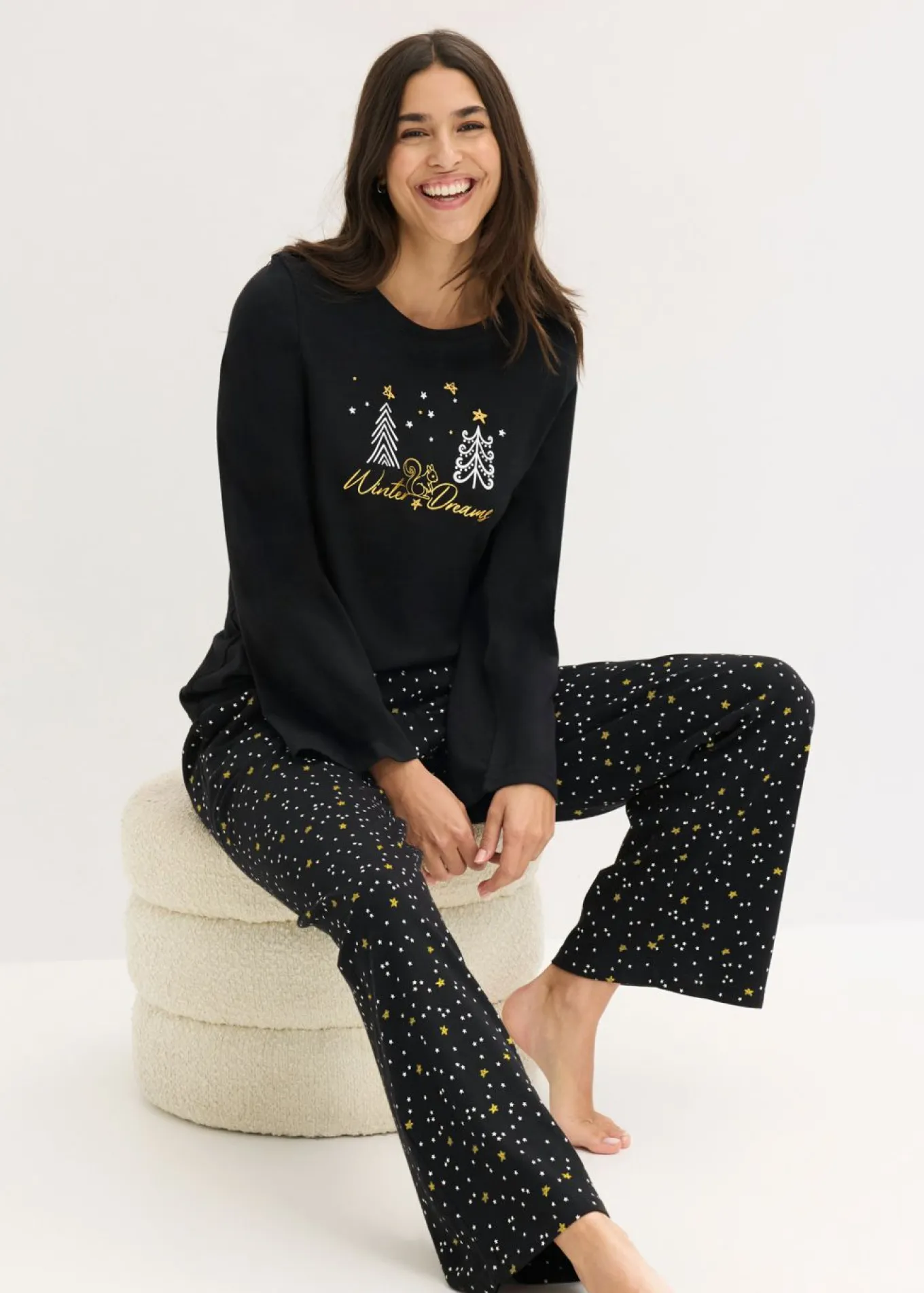 Pijama de algodón puro con estampado brillante