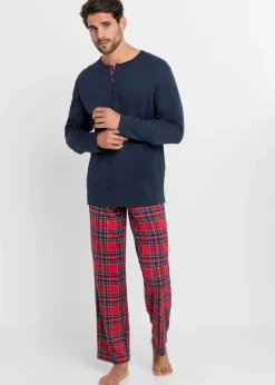 Pijama de algodón puro con botones y mangas largas