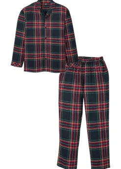 Pijama de franela suave con botones para hombres